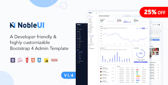 دانلود قالب مدیریت NobleUI – قالب مدیریت و داشبورد Laravel دانلود قالب سایت NobleUI - قالب مدیریت و داشبورد بوت استرپ 4