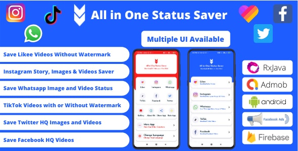 دانلود سورس اپلیکیشن اندروید All in One Status Saver - اپلیکیشن دانلودر حرفه ای