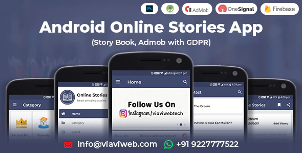دانلود سورس اپلیکیشن اندروید Online Stories App - به همراه Admob و GDPR