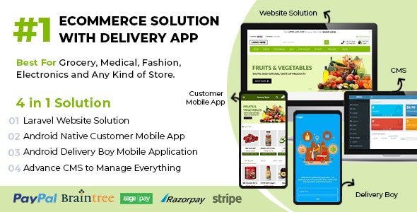 دانلود سورس اپلیکیشن اندروید Ecommerce Solution with Delivery App