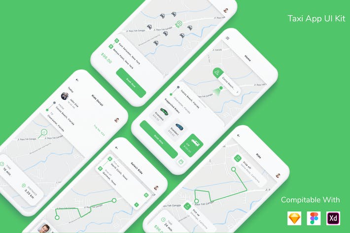 دانلود UI Kit اپلیکیشن موبایل تاکسی اینترنتی Taxi App