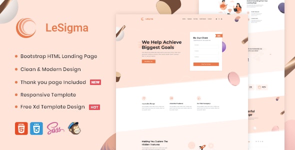 دانلود قالب سایت LeSigma - قالب صفحه فرود استارت آپ HTML5