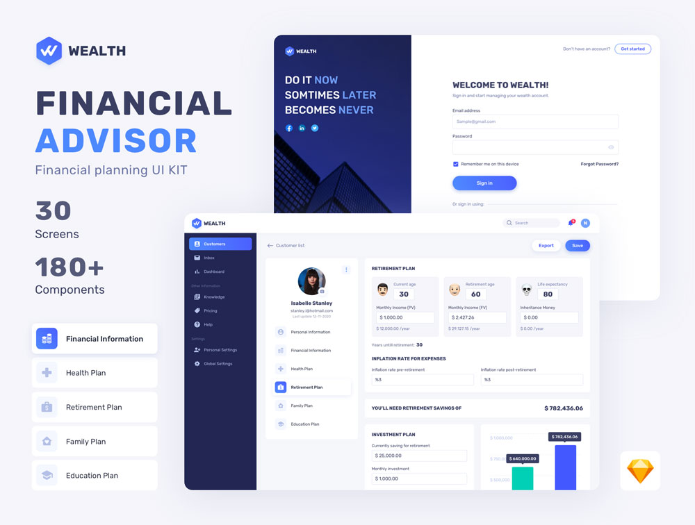 دانلود UI Kit و رابط کاربری وب سایت Wealth