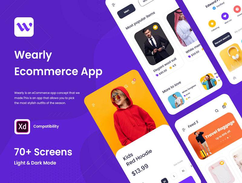 دانلود Ui Kit و رابط کاربری اپلیکیشن فروشگاهی موبایل Wearly