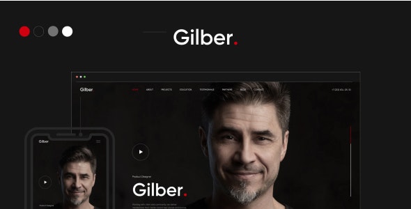 دانلود قالب سایت Gilber - قالب رزومه و نمونه کار شخصی HTML