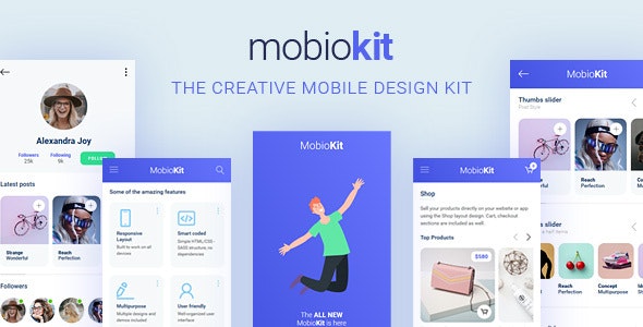 دانلود قالب سایت Mobiokit - قالب و UI Kit موبایل جذاب و حرفه ای HTML