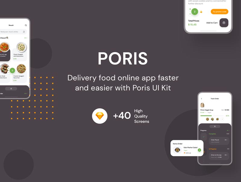دانلود UI Kit اپلیکیشن موبایل Poris - اپلیکیشن تحویل آنلاین غذا