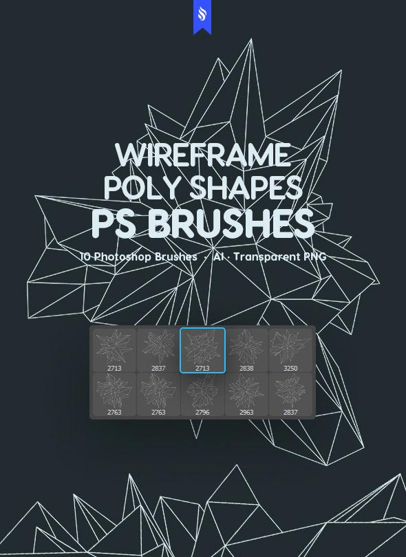 دانلود براش فتوشاپ Wireframe Polygonal Shapes