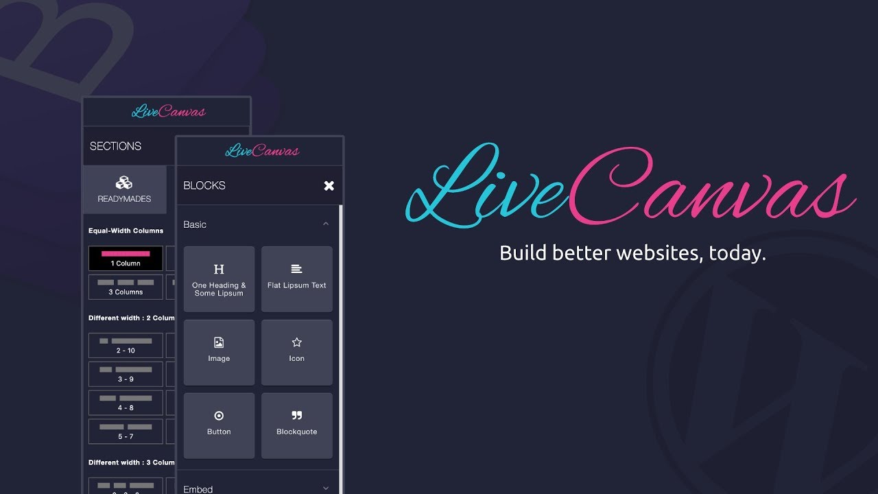 دانلود افزونه وردپرس LiveCanvas - صفحه ساز بوت استرپ 4 وردپرس