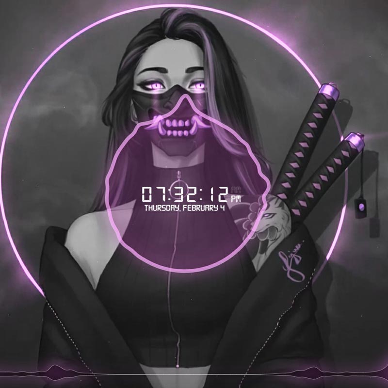 دانلود والپیپر زنده Oni Mask Samurai Girl