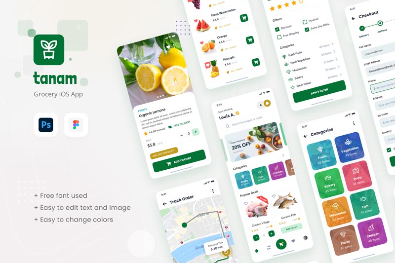 دانلود UI Kit اپلیکیشن موبایل Tanam