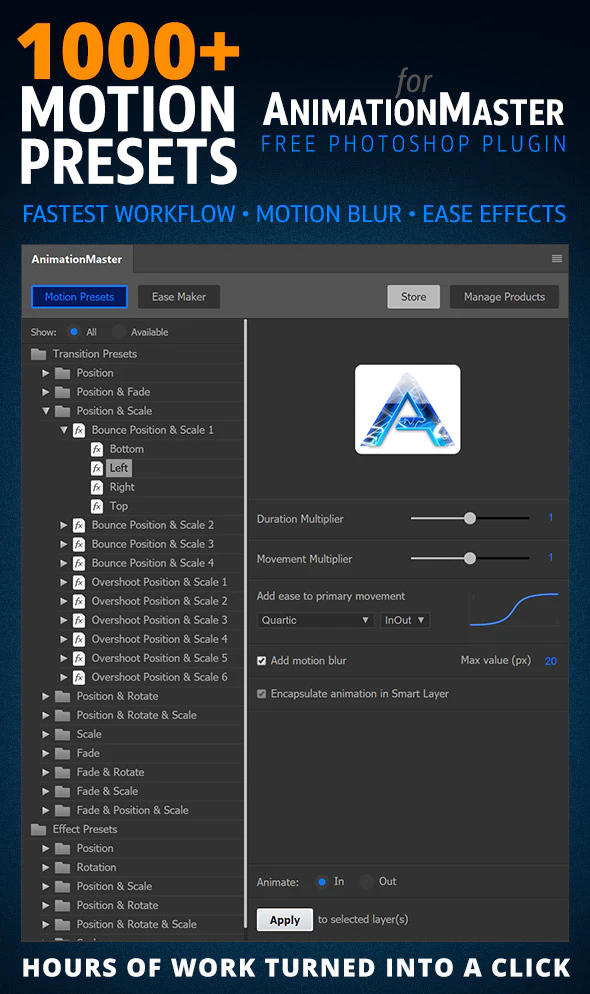 دانلود اکشن فتوشاپ 1000 Motion Presets for AnimationMaster