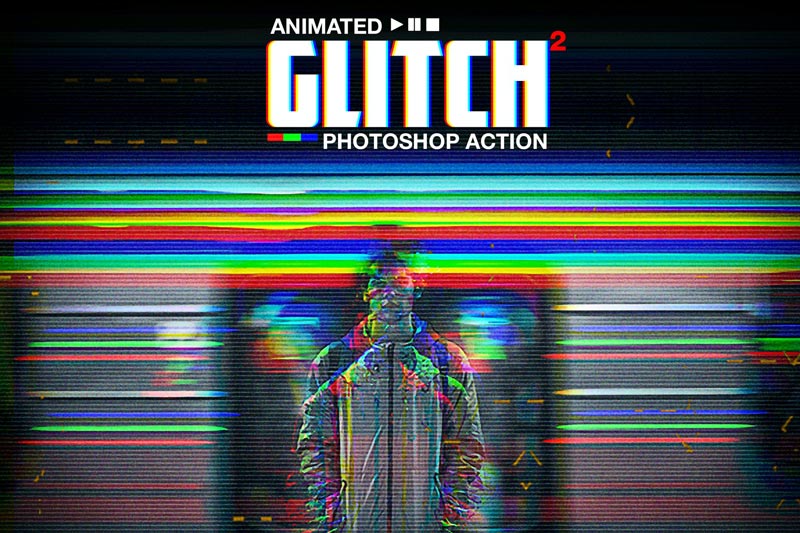 دانلود اکشن فتوشاپ Animated Glitch 2