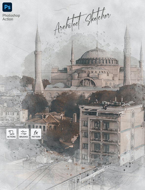 دانلود اکشن فتوشاپ Architect Sketcher