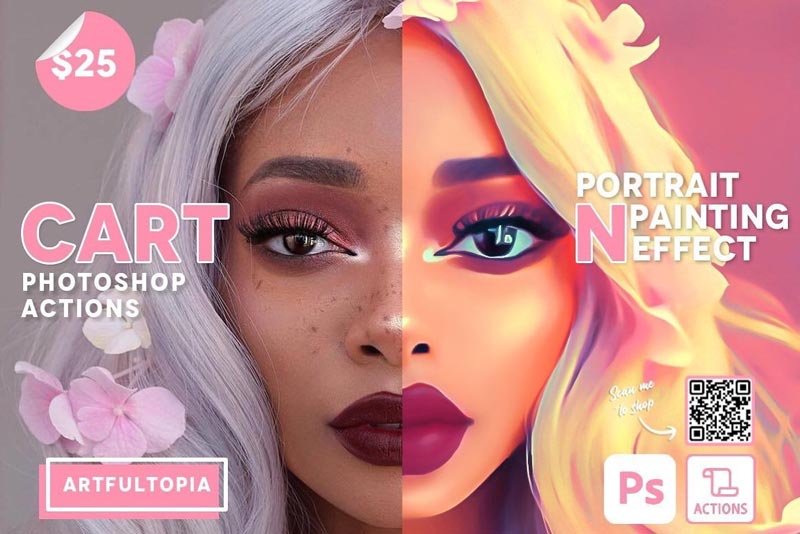 دانلود اکشن فتوشاپ Cartoon Portrait Painting Effect