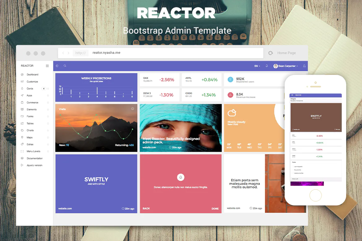دانلود قالب مدیریت Reactor - قالب داشبورد و مدیریت حرفه ای