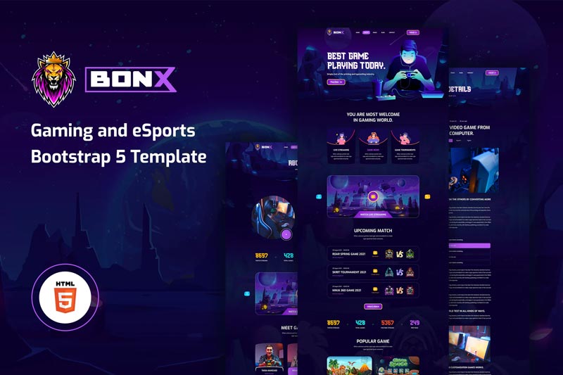 دانلود قالب سایت Bonx - قالب سایت گیمینگ بوت استرپ 5