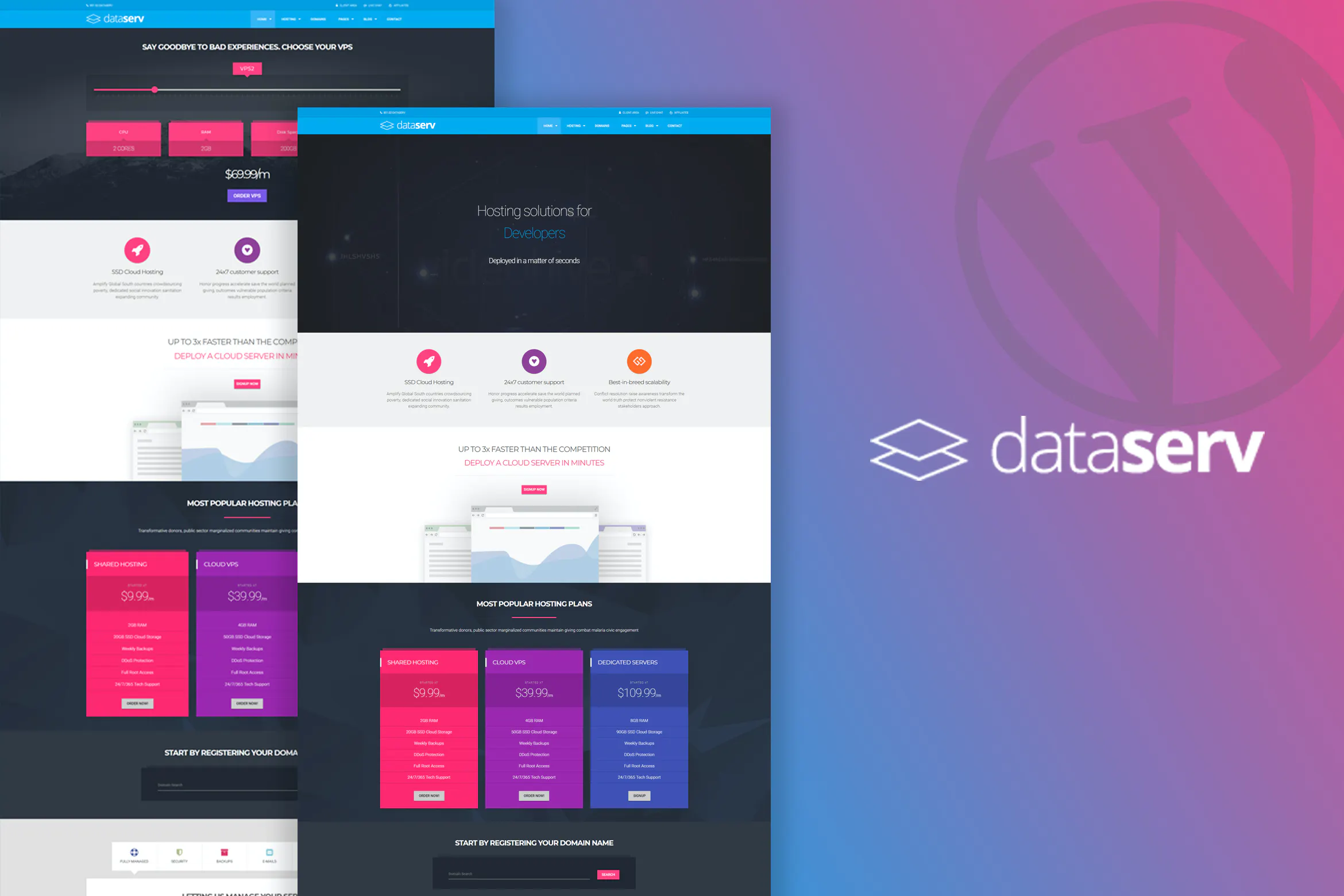 دانلود قالب وردپرس Dataserv - پوسته راست چین شرکت هاستینگ وردپرس