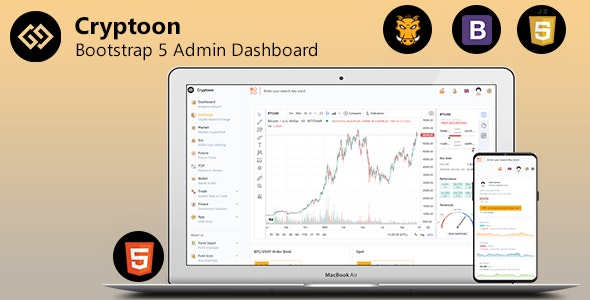 دانلود قالب بوت استرپ مدیریت ارز دیجیتال Cryptoon