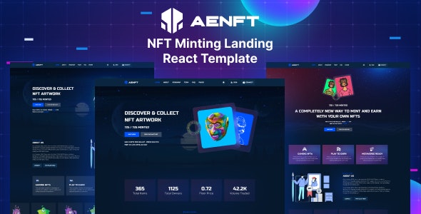 دانلود قالب NFT مدرن Aenft - نسخه React