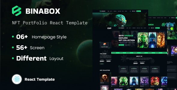 دانلود قالب NFT و نمونه کار Binabox - نسخه React