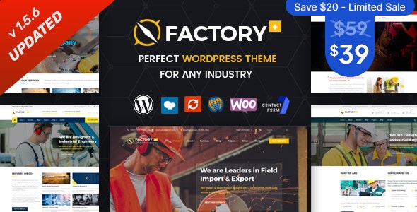 دانلود قالب صنعتی وردپرس Factory Plus