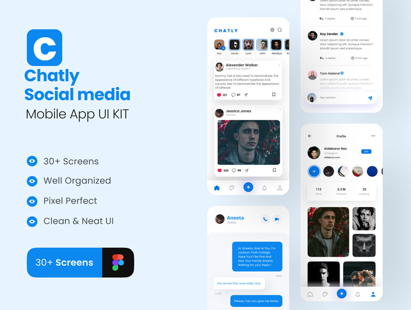 دانلود رابط کاربری Chatly - Social Media App UI Kit