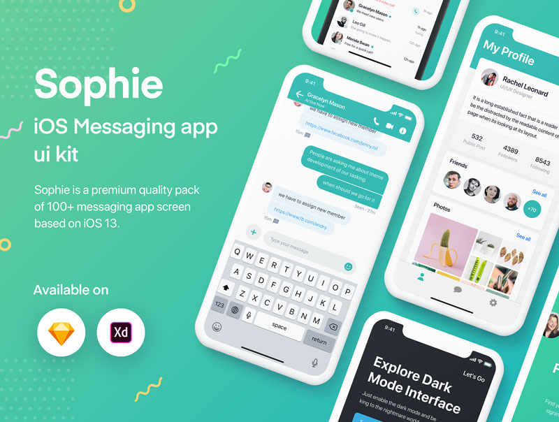 دانلود رابط کاربری Sophie Messaging app ui kit