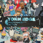 دانلود اکشن فتوشاپ Torn Edge Sticker Poster Photoshop Action