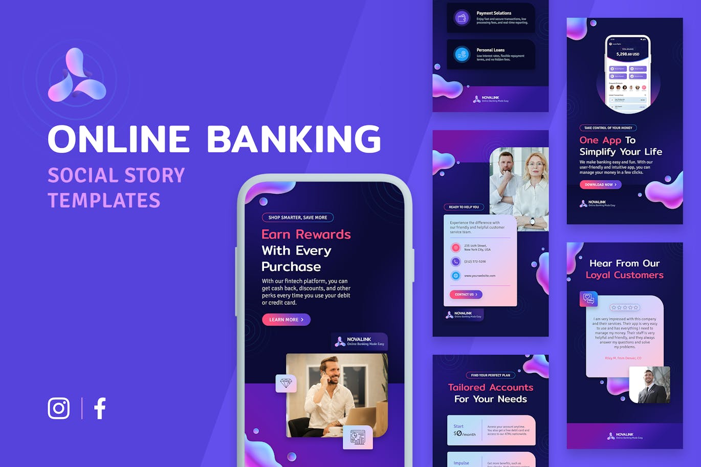 Banking and Finance Story Templates دانلود قالب های آماده استوری اینستاگرام ارز دیجیتال