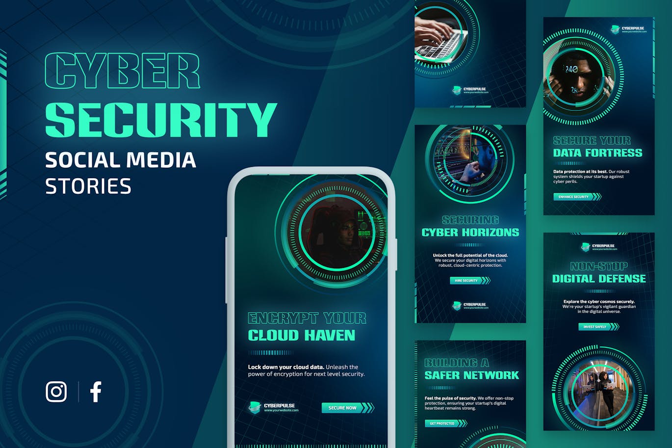 دانلود قالب های آماده پست اینستاگرام Cybersecurity