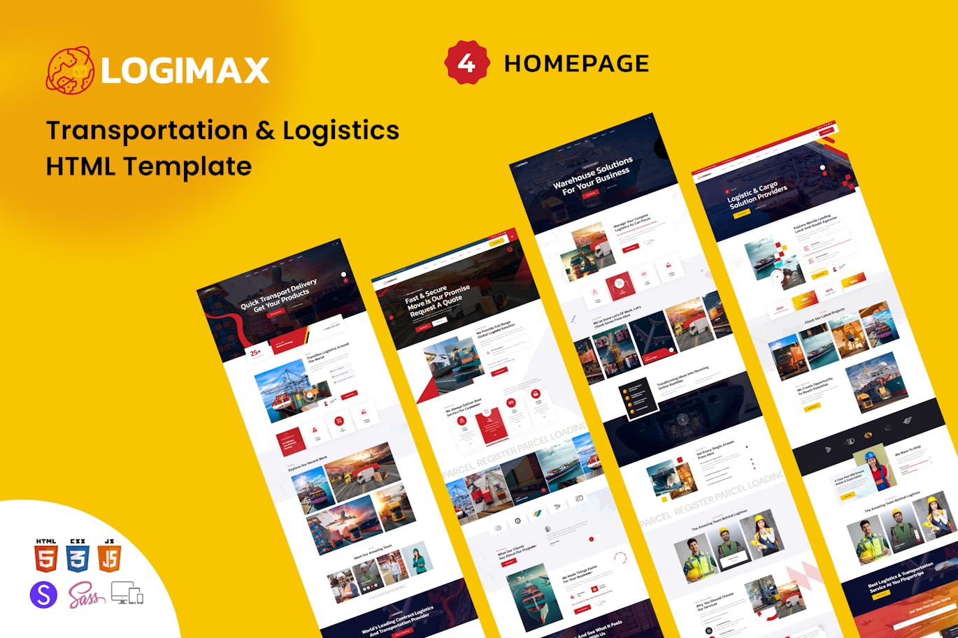 دانلود قالب سایت شرکت حمل و نقل و پست Logimax