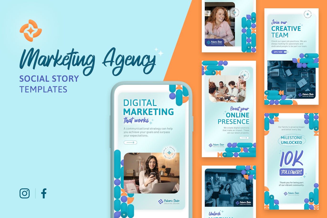 Marketing Agency Story Templates دانلود قالب های آماده استوری اینستاگرام Marketing Agency