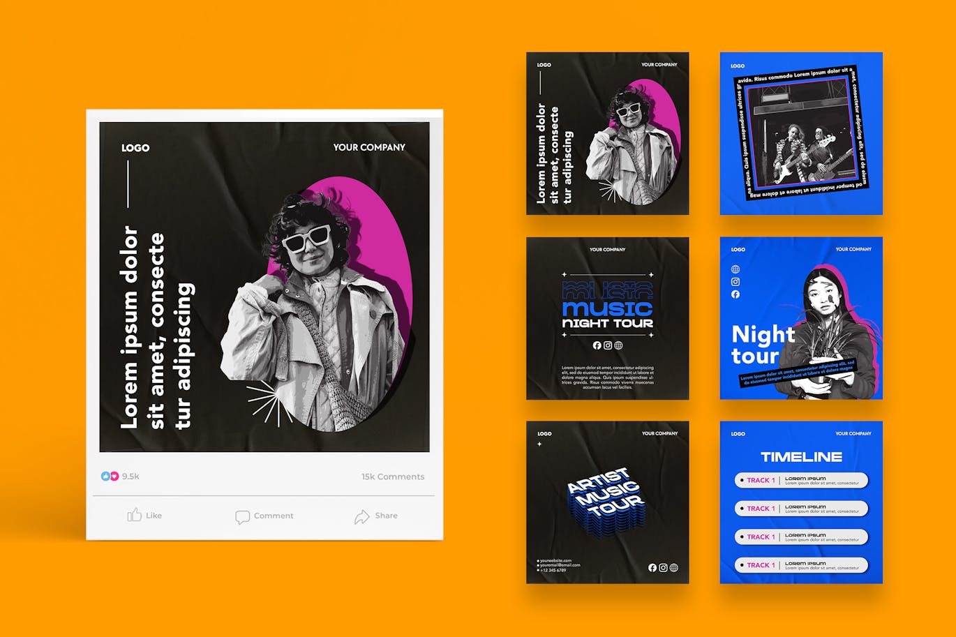 Music Tour Social Media Post Templates دانلود قالب های آماده پست اینستاگرام موسیقی