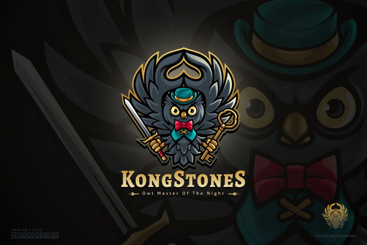 دانلود لوگو گیمینگ Owl Great Cartoon Logo
