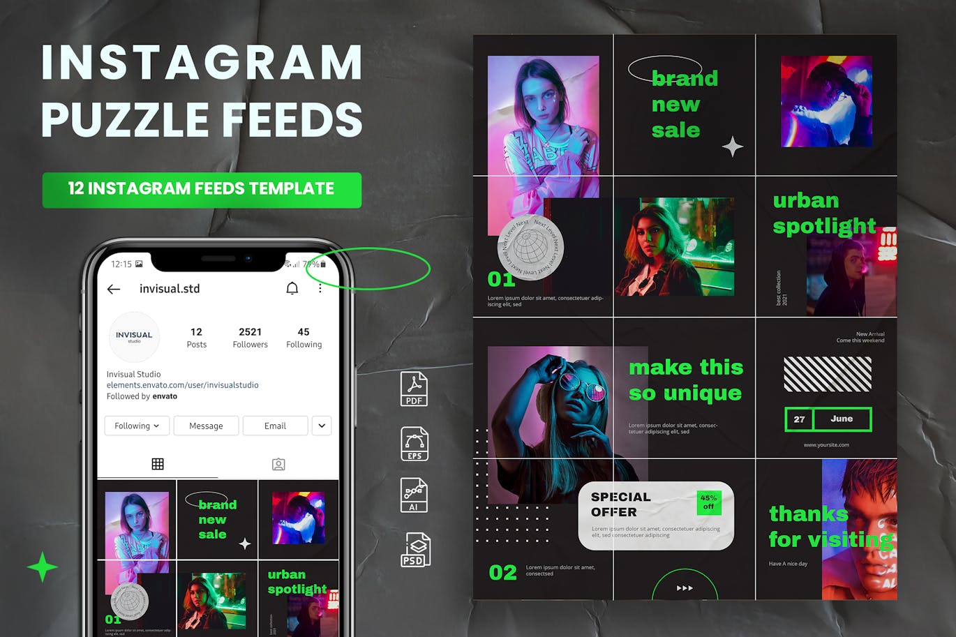 Urban Spotlight دانلود قالب های آماده پست اینستاگرام پازل Urban Spotlight