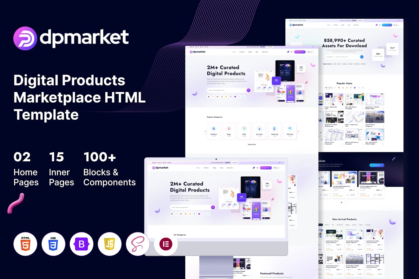 دانلود قالب HTML5 فروشگاه محصولات دیجیتال و مجازی DpMarket
