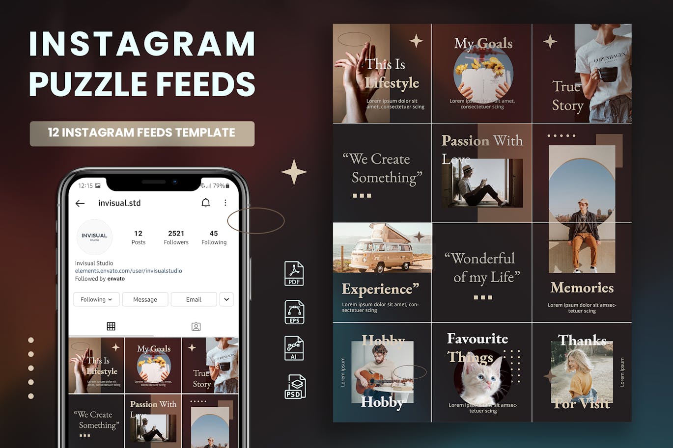 instagram-puzzle-lifestyle دانلود قالب های آماده پست اینستاگرام پازلی Lifestyle