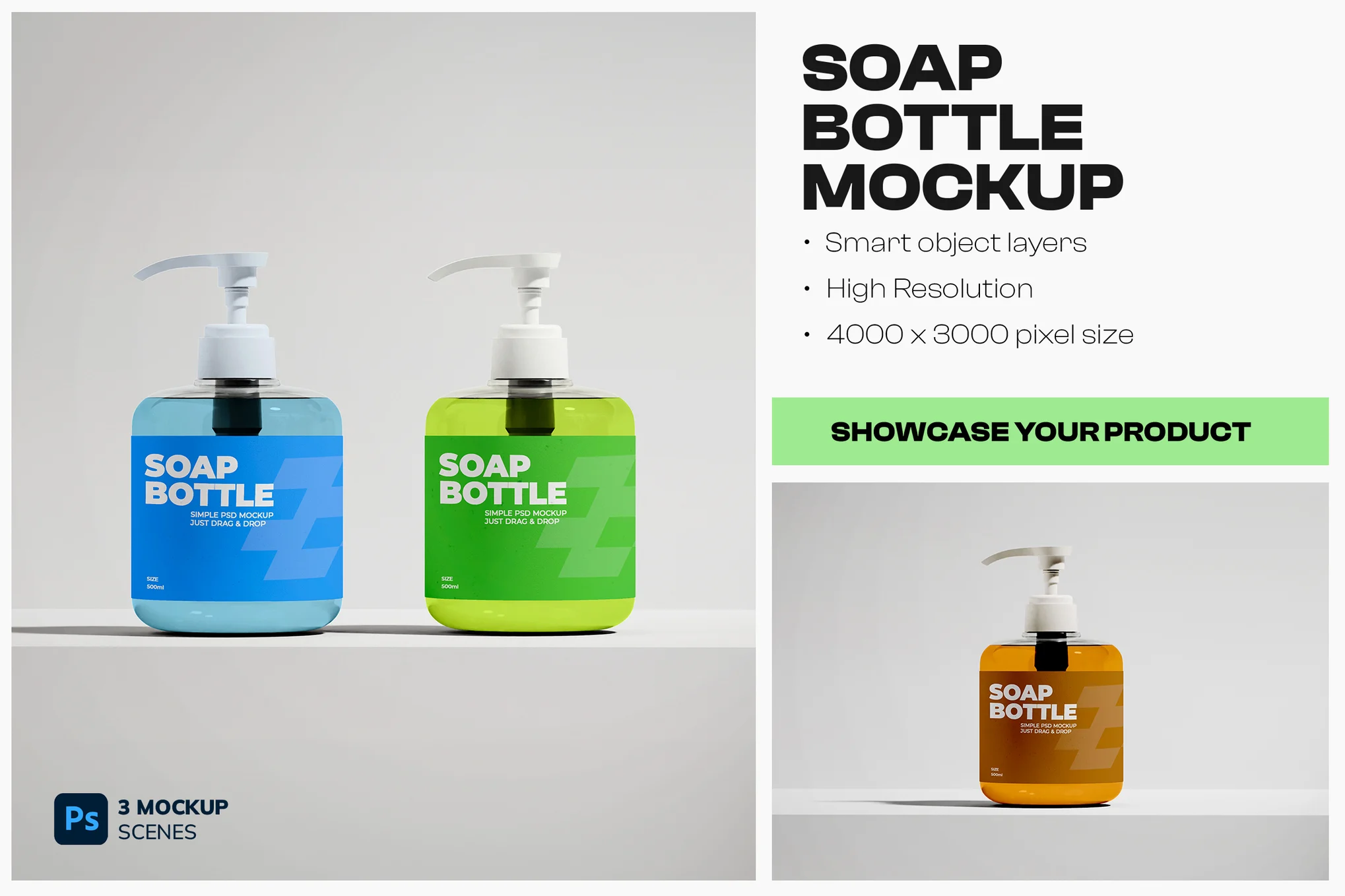 Soap Bottle Mockup دانلود موکاپ لایه باز Soap Bottle Mockup