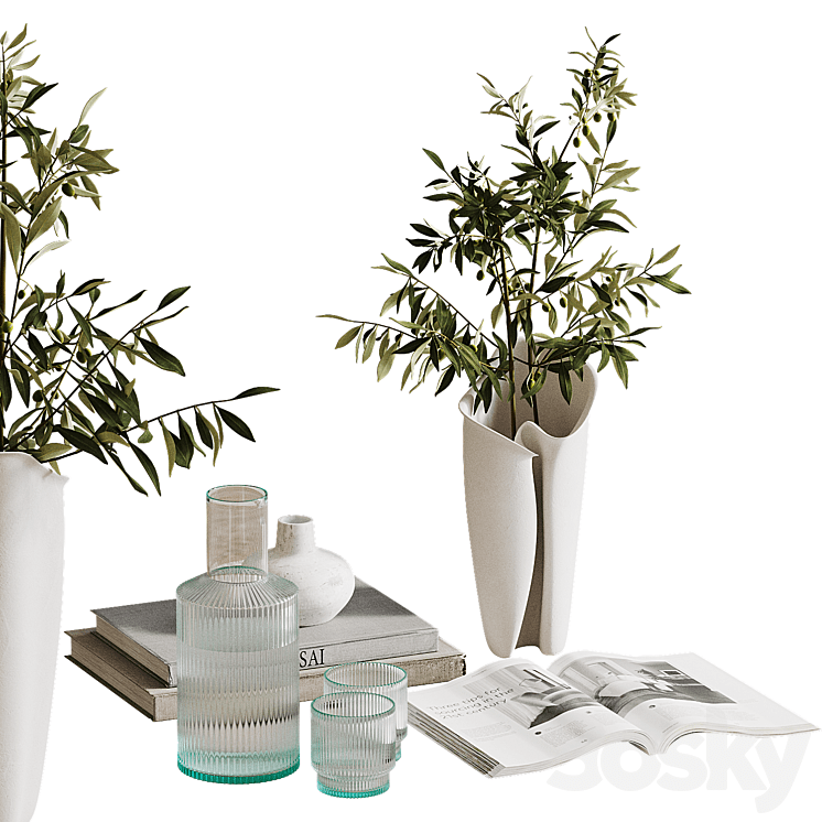 دانلود فایل سه بعدی Decorative coffee table set m1