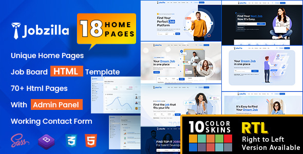 دانلود قالب Jobzilla - Job Board HTML Template