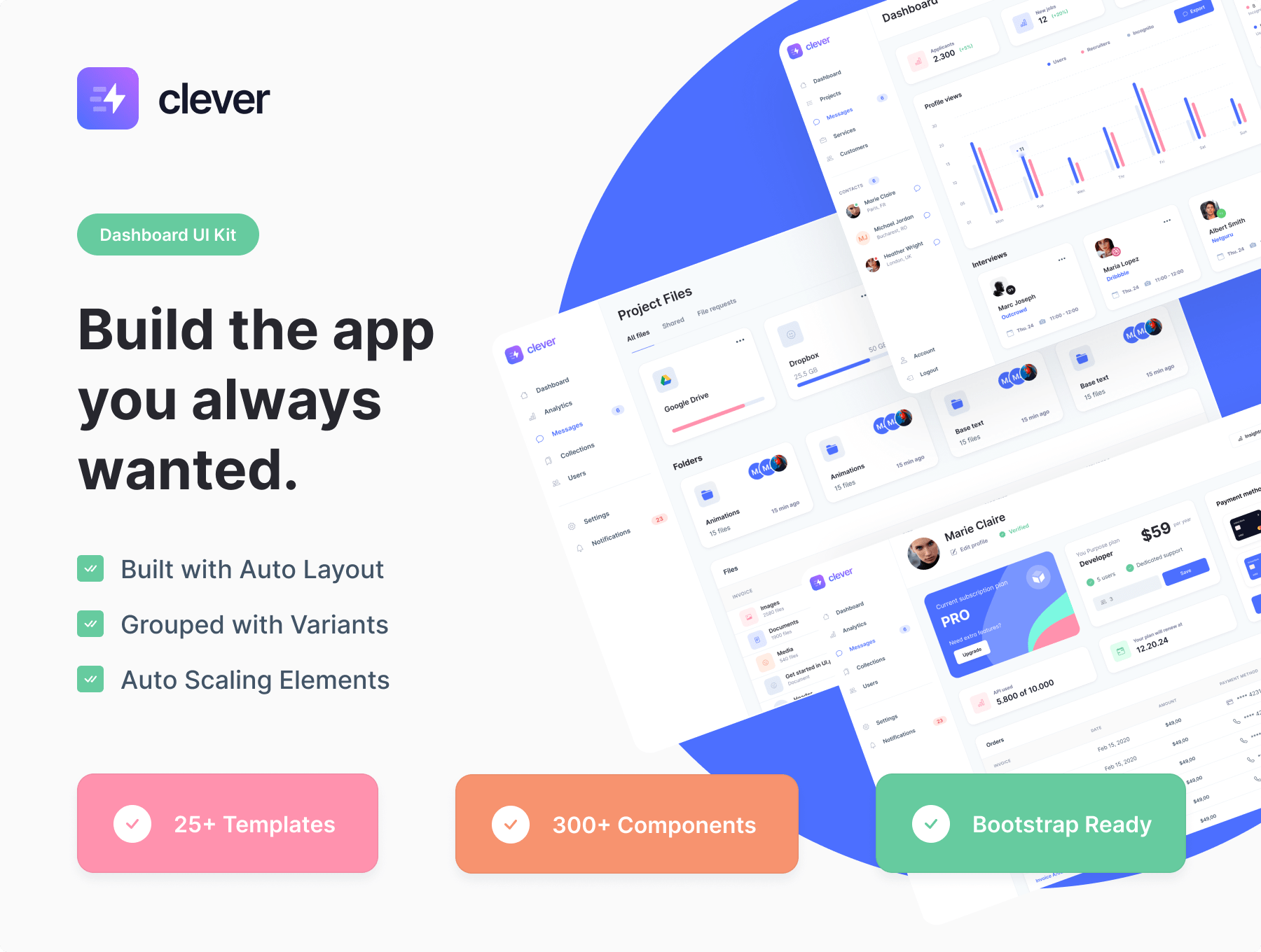 دانلود رابط کاربری Clever – Dashboard UI Kit
