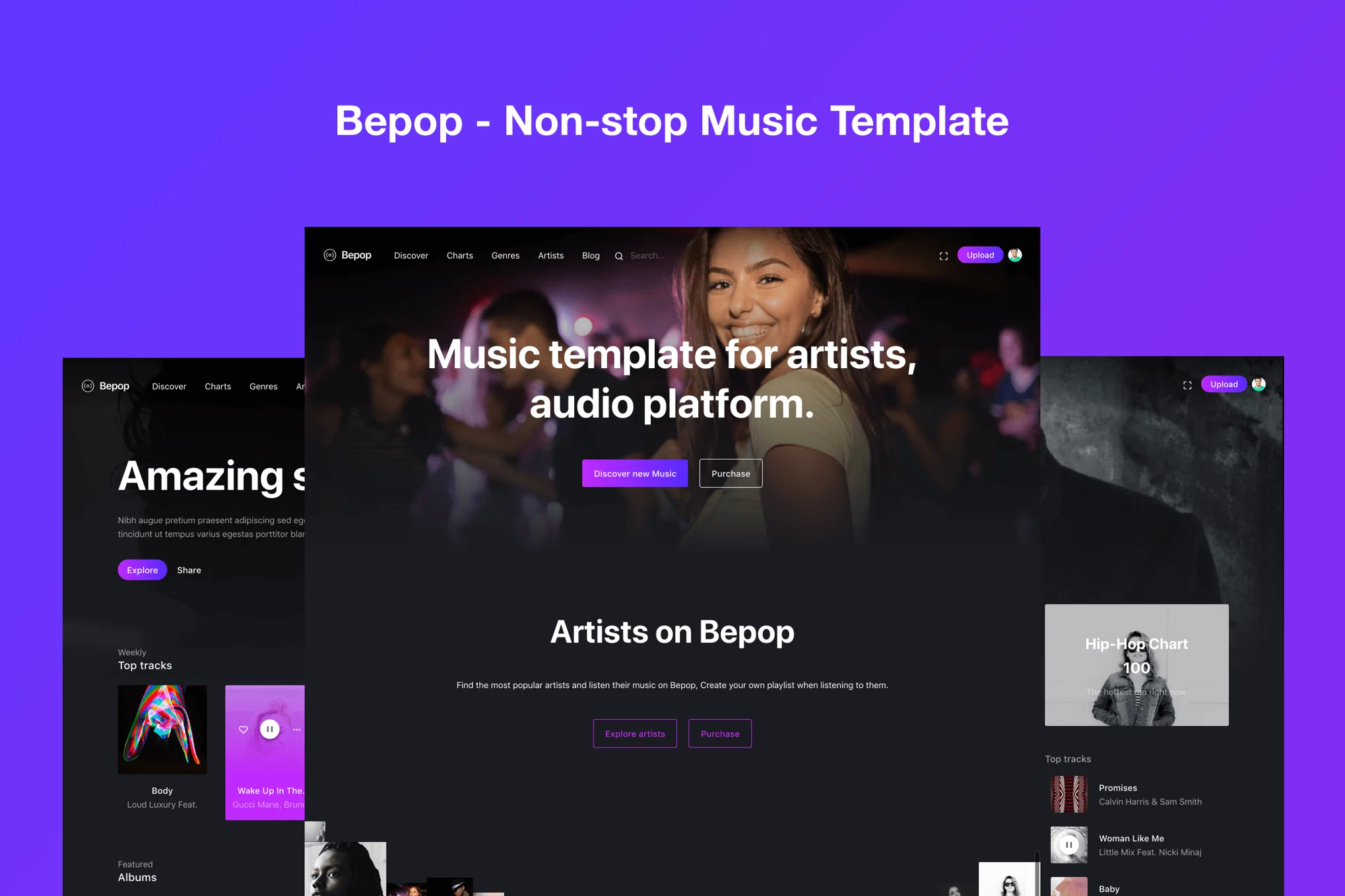 دانلود قالب سایت Bepop - Non-stop Music Template