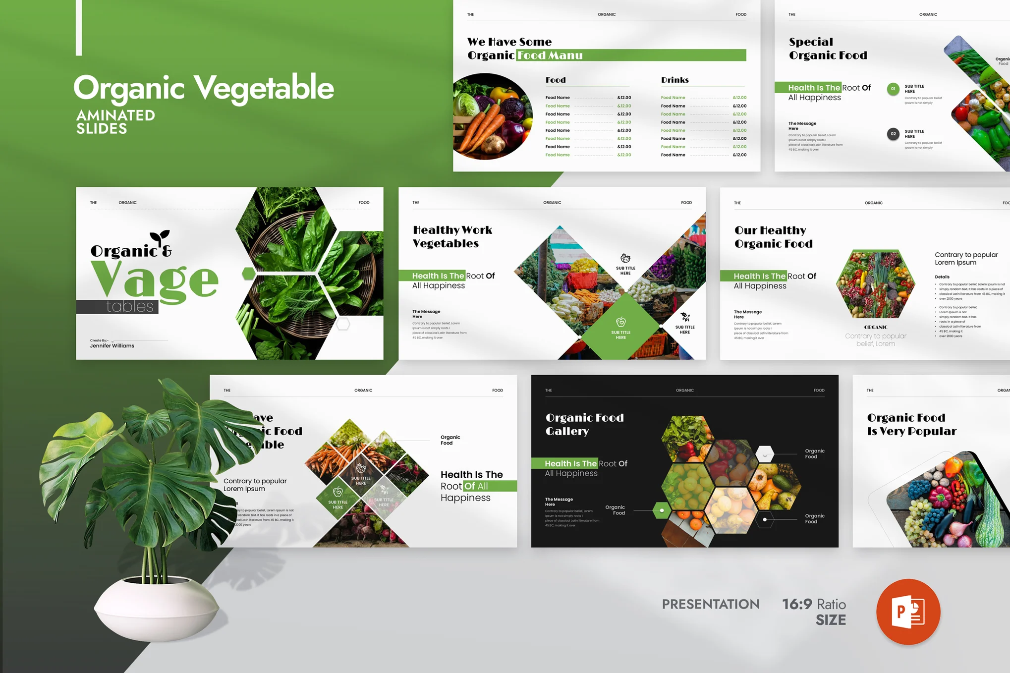 دانلود قالب پاورپوینت Organic Vegetable Presentation Template
