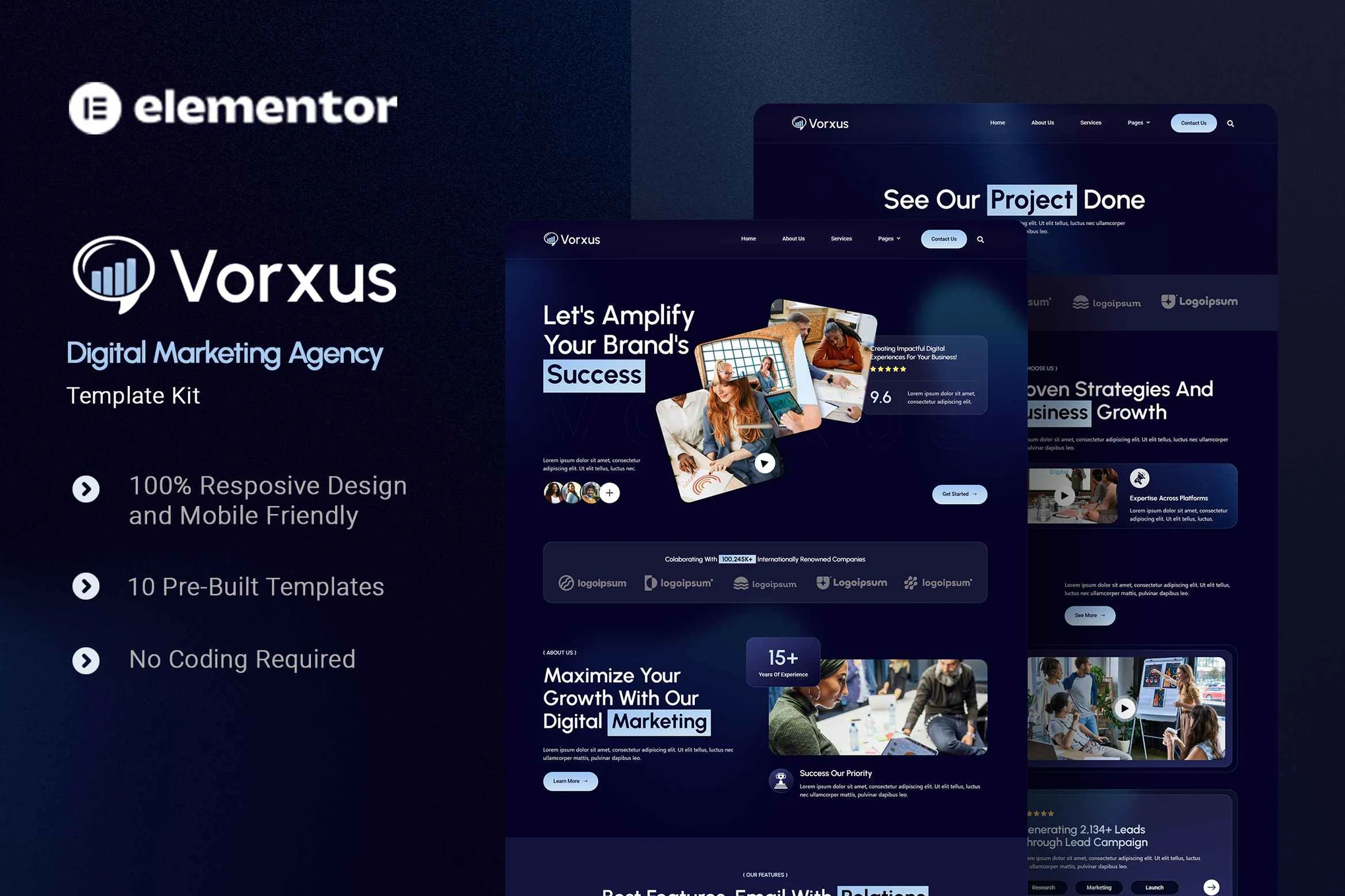 دانلود قالب شرکتی المنتور وردپرس Vorxus