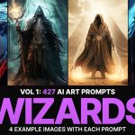 دانلود پرامپت هوش مصنوعی 427 Midjourney Prompts for Wizards
