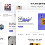 دانلود قالب فیگما Dashboard Notification Display قالب فیگما Praipy - Profile Picture AI Generate Landing Page