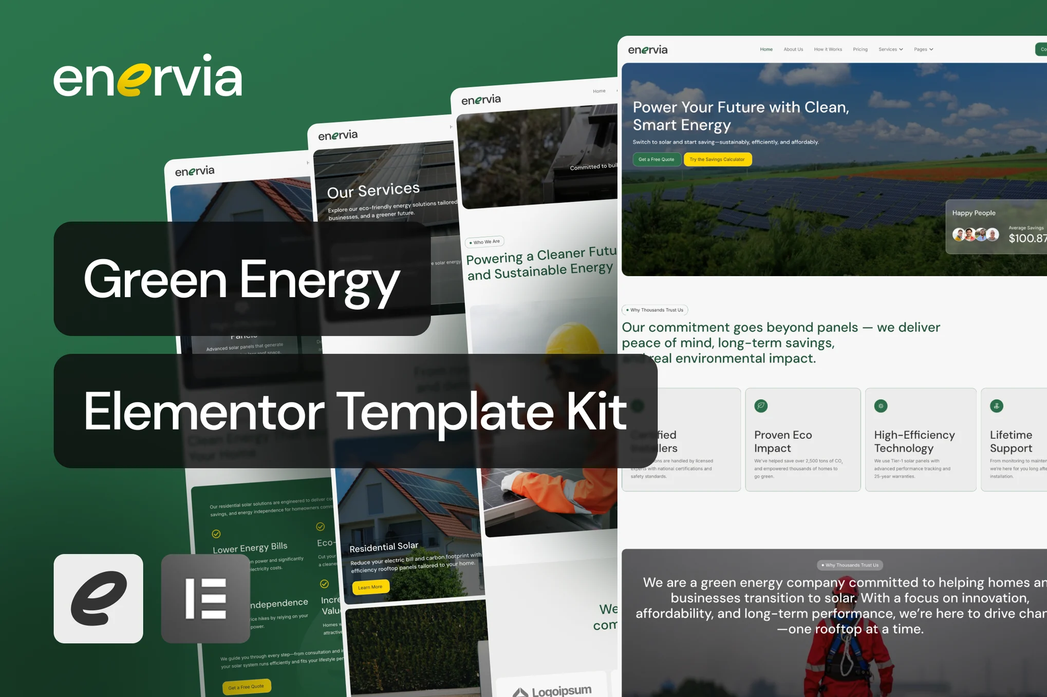 قالب المنتور Enervia - طراحی سایت انرژی سبز و خورشیدی