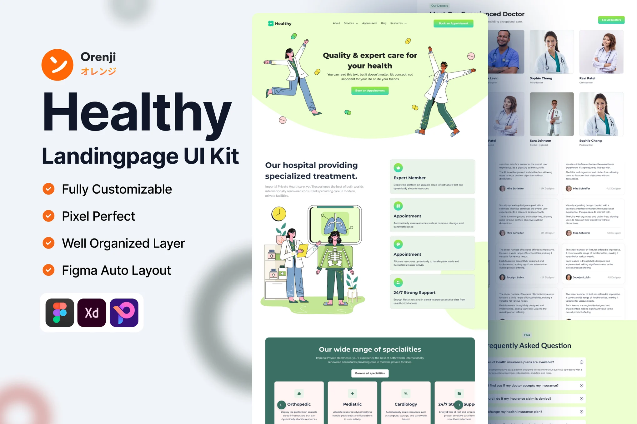 قالب فیگماHealthy Expert care landingpage ui kit