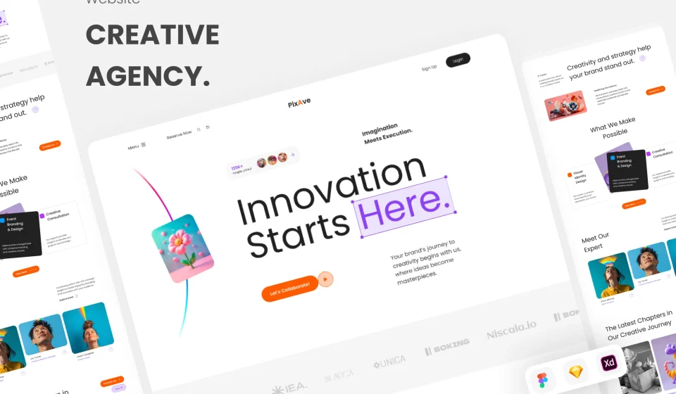 قالب فیگما Pixave - طراحی سایت آژانس خلاق